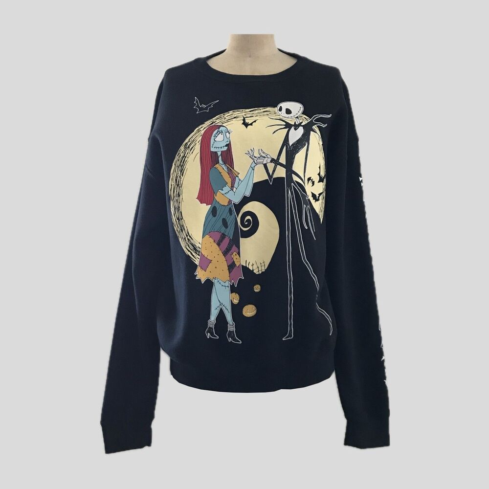 Nightmare Before Christmas Cotton Black Disney Illustrated Pullover Sweatshirt